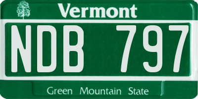 VT license plate NDB797