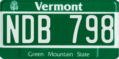 VT license plate NDB798