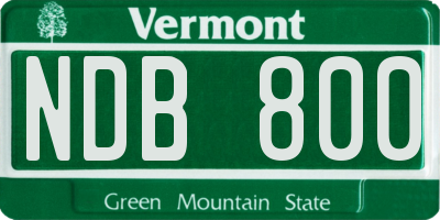 VT license plate NDB800