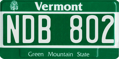 VT license plate NDB802