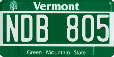 VT license plate NDB805