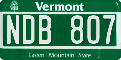 VT license plate NDB807