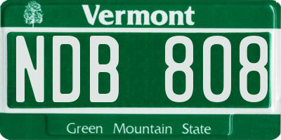 VT license plate NDB808