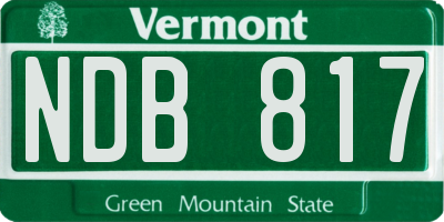 VT license plate NDB817