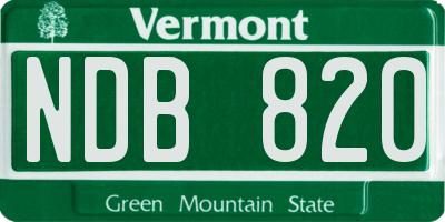 VT license plate NDB820
