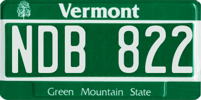 VT license plate NDB822