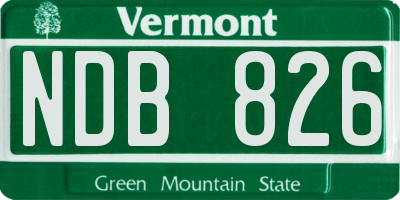 VT license plate NDB826