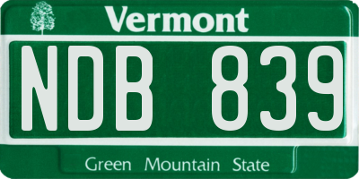 VT license plate NDB839