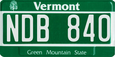 VT license plate NDB840