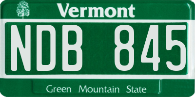 VT license plate NDB845