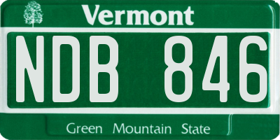 VT license plate NDB846