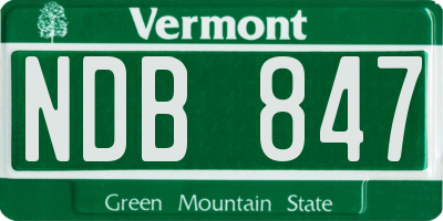 VT license plate NDB847
