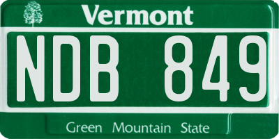 VT license plate NDB849