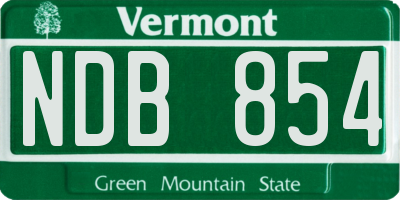 VT license plate NDB854
