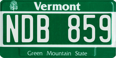 VT license plate NDB859
