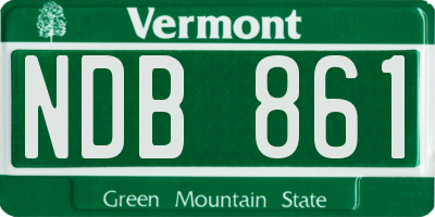 VT license plate NDB861