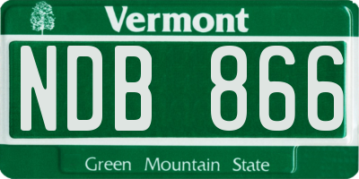 VT license plate NDB866