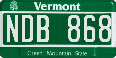 VT license plate NDB868