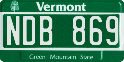 VT license plate NDB869