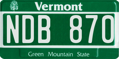 VT license plate NDB870