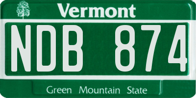 VT license plate NDB874