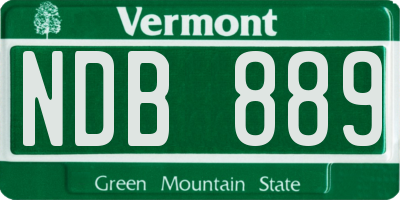 VT license plate NDB889
