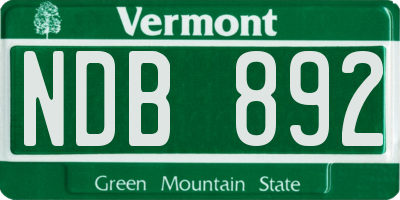 VT license plate NDB892