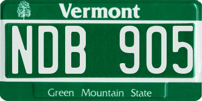 VT license plate NDB905