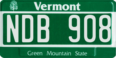 VT license plate NDB908