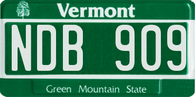 VT license plate NDB909
