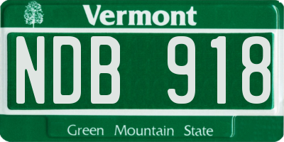 VT license plate NDB918