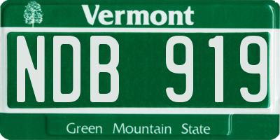 VT license plate NDB919