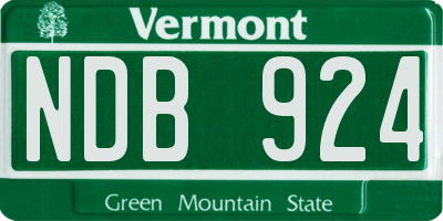 VT license plate NDB924