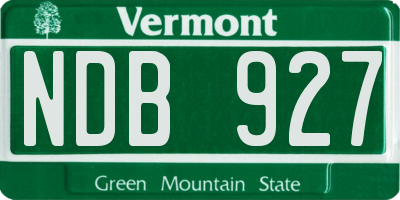 VT license plate NDB927