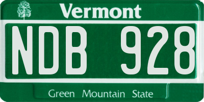 VT license plate NDB928