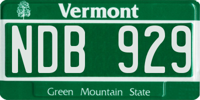 VT license plate NDB929