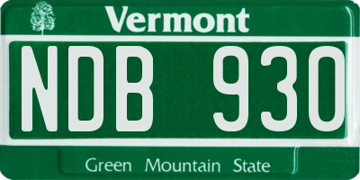 VT license plate NDB930