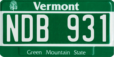 VT license plate NDB931