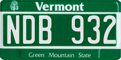 VT license plate NDB932
