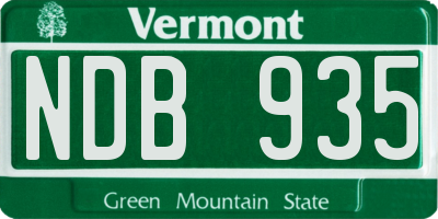 VT license plate NDB935