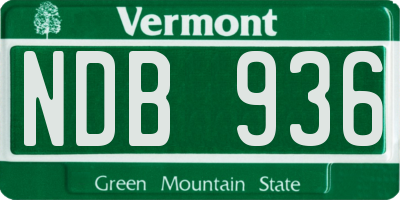 VT license plate NDB936