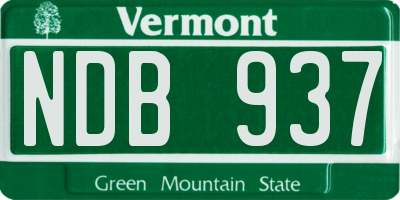 VT license plate NDB937