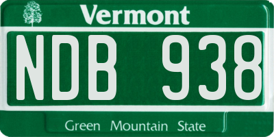 VT license plate NDB938