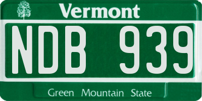 VT license plate NDB939