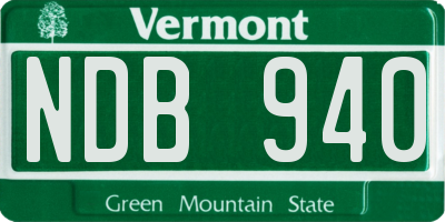 VT license plate NDB940