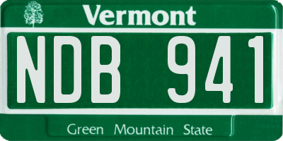 VT license plate NDB941
