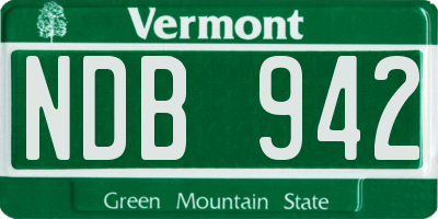 VT license plate NDB942