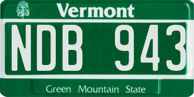 VT license plate NDB943