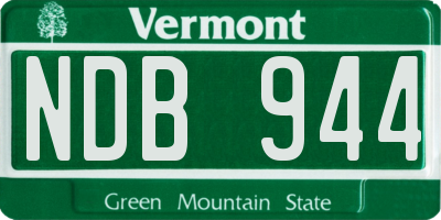 VT license plate NDB944