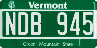 VT license plate NDB945